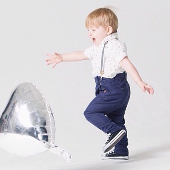 Zara kids blue dress pants with stripe suspenders 2-3T - Picture 8 of 8